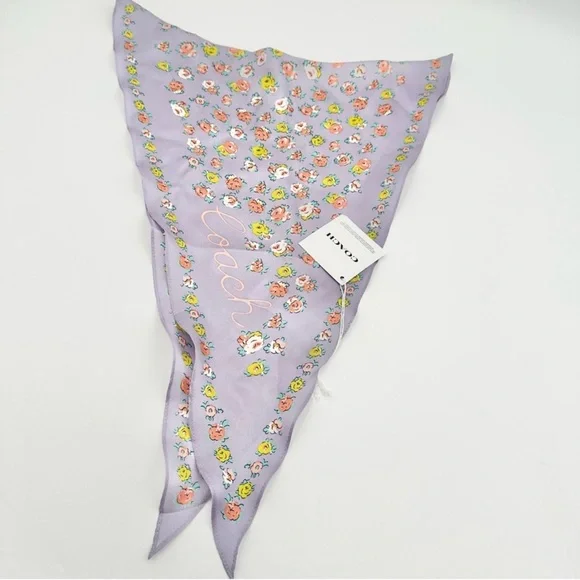 Silk Scarf MIST Essential Tea Rose Diamond COACH Scarf - Picture 4 of 6